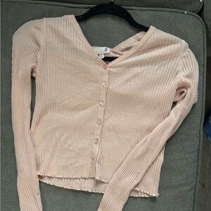 SO Women's Ribbed Button-Down Shirt - Light Pink